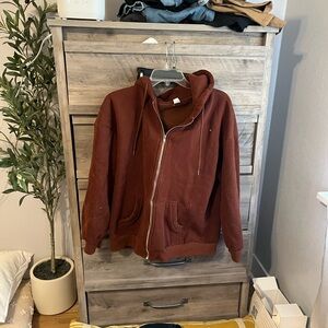 Women's Brown Zip-Up Hoodie